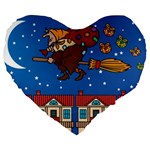 Xmas Witch Befana Large 19  Premium Flano Heart Shape Cushion