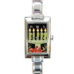 black Happy Kwanzaa  Rectangle Italian Charm Watch