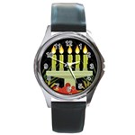 black Happy Kwanzaa  Round Metal Watch