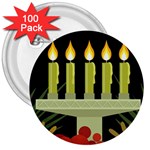 black Happy Kwanzaa  3  Button (100 pack)