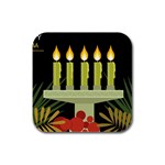 black Happy Kwanzaa  Rubber Square Coaster (4 pack)