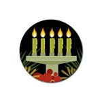 black Happy Kwanzaa  Rubber Round Coaster (4 pack)