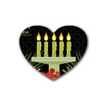 black Happy Kwanzaa  Rubber Coaster (Heart)