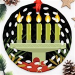 black Happy Kwanzaa  Ornament (Round Filigree)