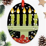 black Happy Kwanzaa  Ornament (Oval Filigree)