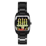 black Happy Kwanzaa  Stainless Steel Barrel Watch