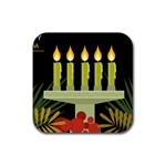 black Happy Kwanzaa  Rubber Coaster (Square)