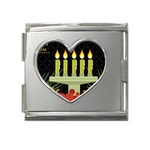 black Happy Kwanzaa  Mega Link Heart Italian Charm (18mm)