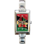 diagonal stripe Happy Kwanzaa Rectangle Italian Charm Watch