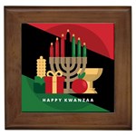 diagonal stripe Happy Kwanzaa Framed Tile