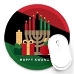 diagonal stripe Happy Kwanzaa Round Mousepad