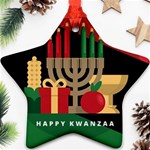 diagonal stripe Happy Kwanzaa Ornament (Star)