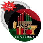 diagonal stripe Happy Kwanzaa 3  Magnet (10 pack)