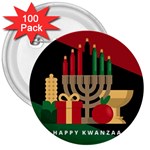 diagonal stripe Happy Kwanzaa 3  Button (100 pack)