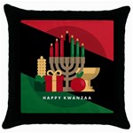 diagonal stripe Happy Kwanzaa Throw Pillow Case (Black)