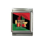 diagonal stripe Happy Kwanzaa Italian Charm (13mm)