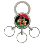 diagonal stripe Happy Kwanzaa 3-Ring Key Chain