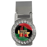 diagonal stripe Happy Kwanzaa Money Clip (CZ)