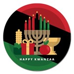 diagonal stripe Happy Kwanzaa Magnet 5  (Round)