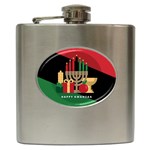 diagonal stripe Happy Kwanzaa Hip Flask (6 oz)