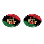 diagonal stripe Happy Kwanzaa Cufflinks (Oval)