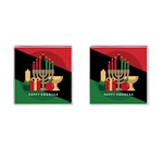 diagonal stripe Happy Kwanzaa Cufflinks (Square)