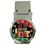 diagonal stripe Happy Kwanzaa Money Clip Watch