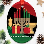 diagonal stripe Happy Kwanzaa Oval Ornament (Two Sides)