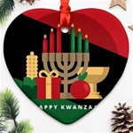 diagonal stripe Happy Kwanzaa Heart Ornament (Two Sides)