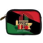 diagonal stripe Happy Kwanzaa Digital Camera Leather Case