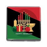 diagonal stripe Happy Kwanzaa Memory Card Reader (Square)