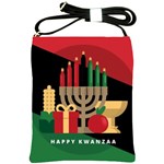 diagonal stripe Happy Kwanzaa Shoulder Sling Bag