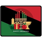 diagonal stripe Happy Kwanzaa Fleece Blanket (Large)