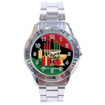 diagonal stripe Happy Kwanzaa Stainless Steel Analogue Watch