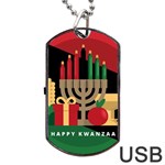 diagonal stripe Happy Kwanzaa Dog Tag USB Flash (One Side)