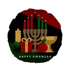 diagonal stripe Happy Kwanzaa Standard 15  Premium Round Cushion 