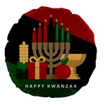 diagonal stripe Happy Kwanzaa Large 18  Premium Round Cushion 