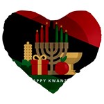 diagonal stripe Happy Kwanzaa Large 19  Premium Heart Shape Cushion