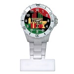 diagonal stripe Happy Kwanzaa Plastic Nurses Watch