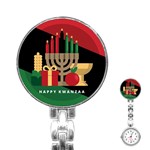 diagonal stripe Happy Kwanzaa Stainless Steel Nurses Watch