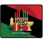 diagonal stripe Happy Kwanzaa Double Sided Fleece Blanket (Medium)