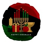 diagonal stripe Happy Kwanzaa Large 18  Premium Flano Round Cushion 