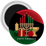 diagonal stripe Happy Kwanzaa 3  Magnet