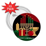 diagonal stripe Happy Kwanzaa 2.25  Button (10 pack)