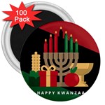 diagonal stripe Happy Kwanzaa 3  Magnet (100 pack)