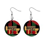 diagonal stripe Happy Kwanzaa 1  Button Earrings