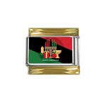 diagonal stripe Happy Kwanzaa Gold Trim Italian Charm (9mm)