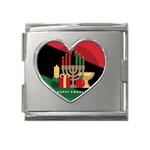 diagonal stripe Happy Kwanzaa Mega Link Heart Italian Charm (18mm)