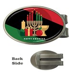 diagonal stripe Happy Kwanzaa Money Clip (Oval)