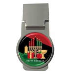 diagonal stripe Happy Kwanzaa Money Clip (Round)